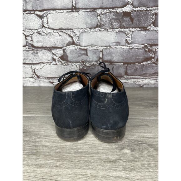 Saks Fifth Ave Blue Suede Leather Wingtip Oxfords Lace Up Shoes Men’s 8M US/41EU - Picture 4 of 16